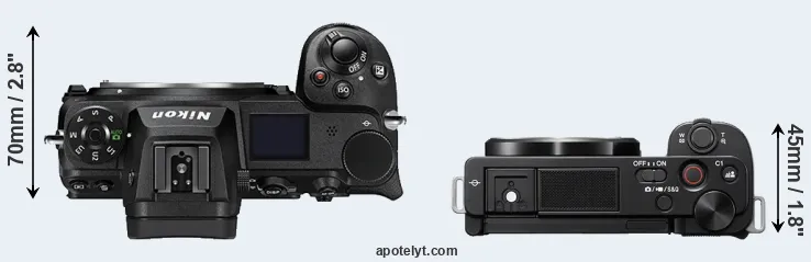Compare Z7 II versus ZV-E10 top