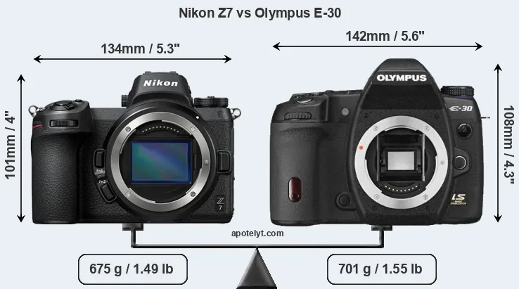 Size Nikon Z7 vs Olympus E-30