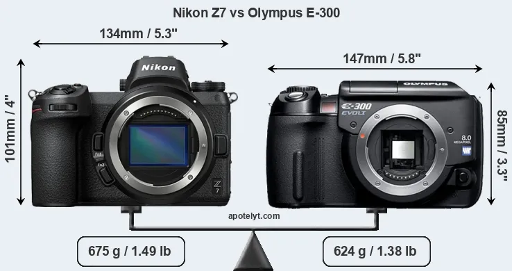 Size Nikon Z7 vs Olympus E-300