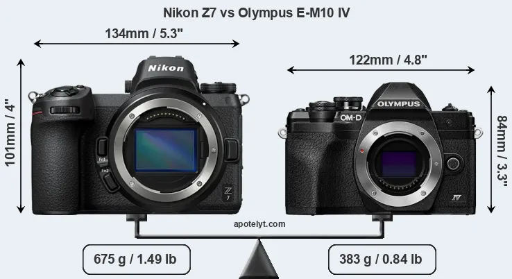 Size Nikon Z7 vs Olympus E-M10 IV