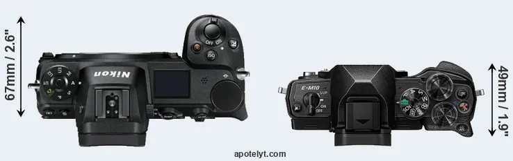 Compare Z7 versus E-M10 IV top