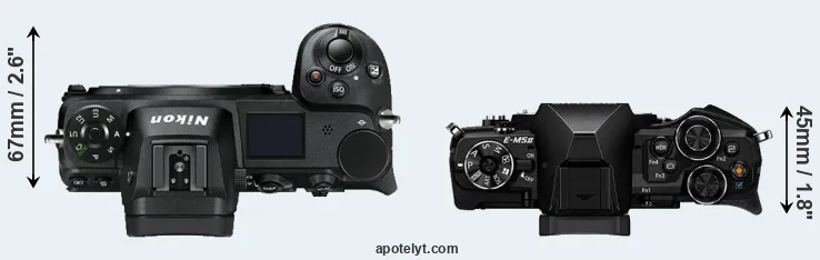 Compare Z7 versus E-M5 II top