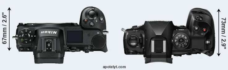 Compare Z7 versus OM-1 II top