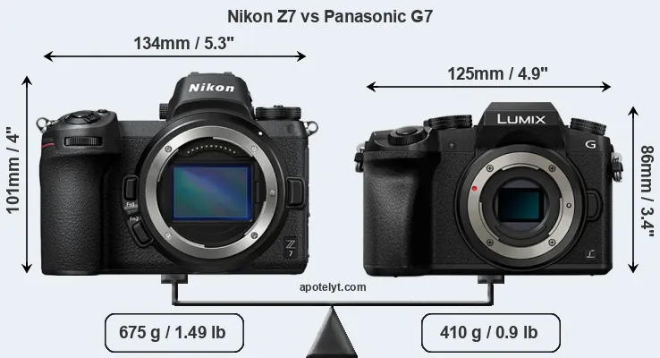 Size Nikon Z7 vs Panasonic G7