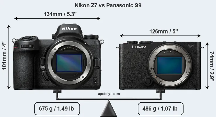 Size Nikon Z7 vs Panasonic S9