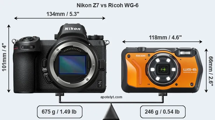 Size Nikon Z7 vs Ricoh WG-6