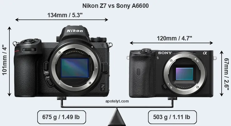 Size Nikon Z7 vs Sony A6600