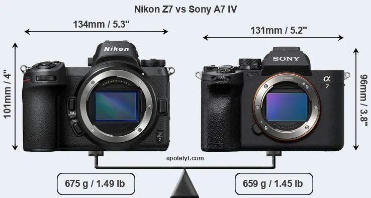 Size Nikon Z7 vs Sony A7 IV