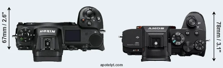 Compare Z7 versus A7R IV top