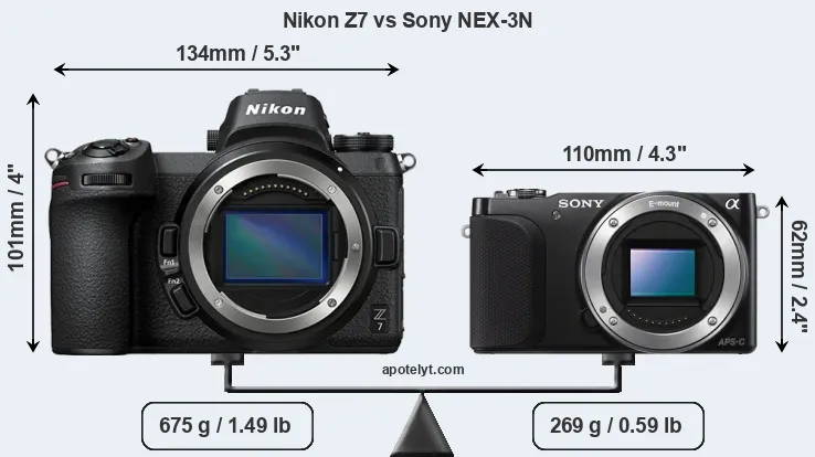 Size Nikon Z7 vs Sony NEX-3N