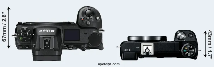 Compare Z7 versus NEX-6 top