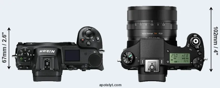 Compare Z7 versus RX10 II top