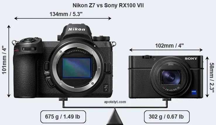 Size Nikon Z7 vs Sony RX100 VII