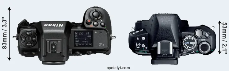 Compare Z8 versus E-410 top