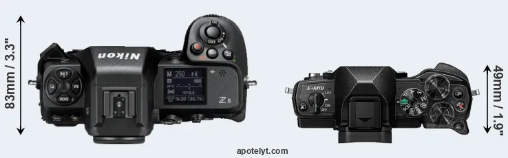 Compare Z8 versus E-M10 IV top
