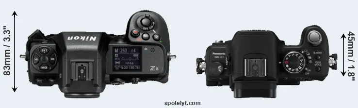 Compare Z8 versus G1 top