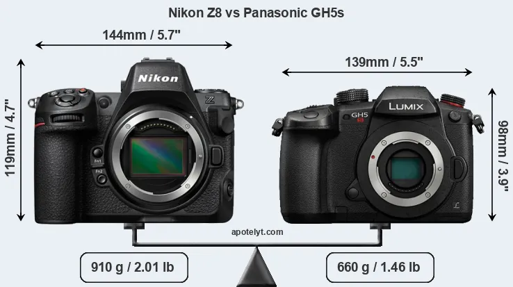 Size Nikon Z8 vs Panasonic GH5s