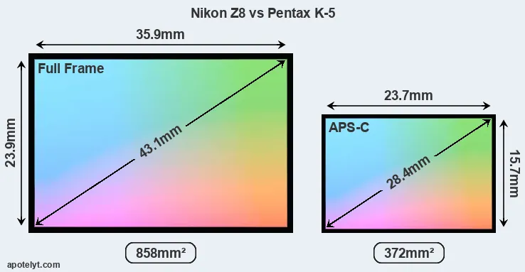 Nikon Z8 and Pentax K-5 sensor measures