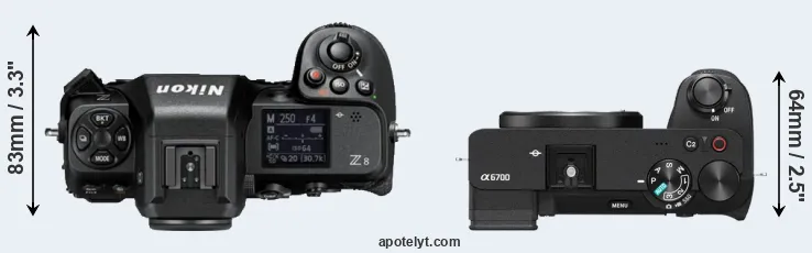 Compare Z8 versus A6700 top