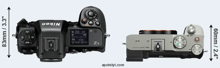 Compare Z8 versus A7C top