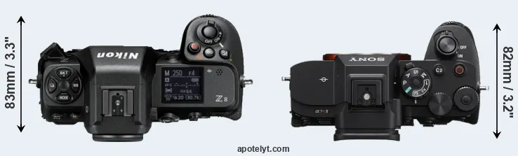 Compare Z8 versus A7R V top