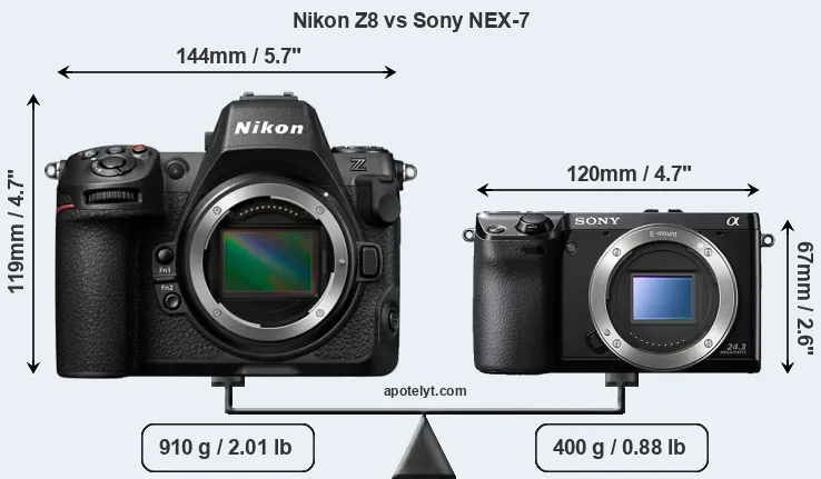 Size Nikon Z8 vs Sony NEX-7