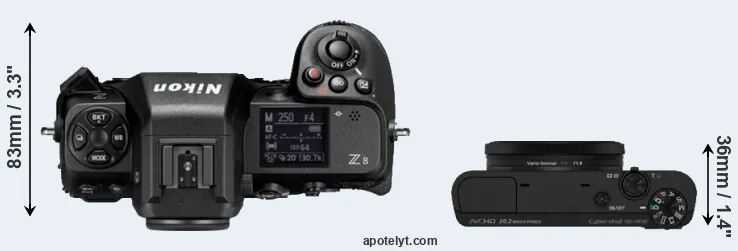 Compare Z8 versus RX100 top