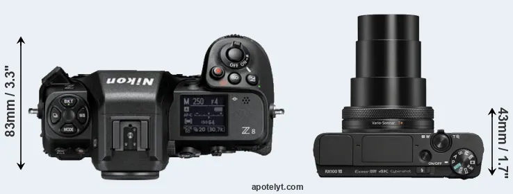 Compare Z8 versus RX100 VII top