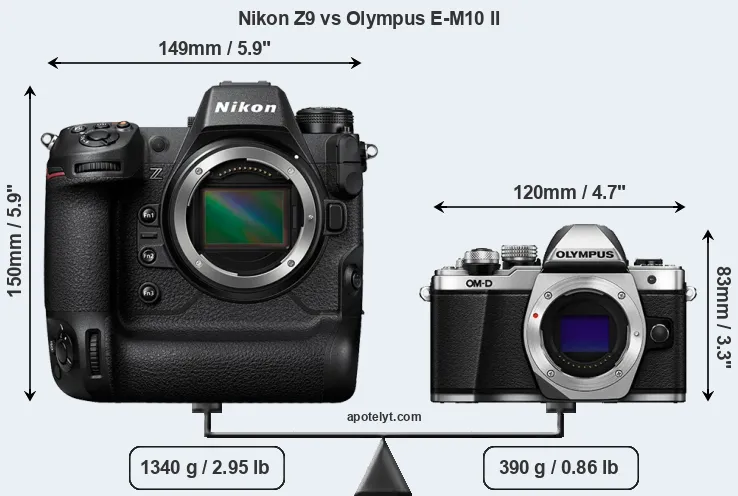 Size Nikon Z9 vs Olympus E-M10 II