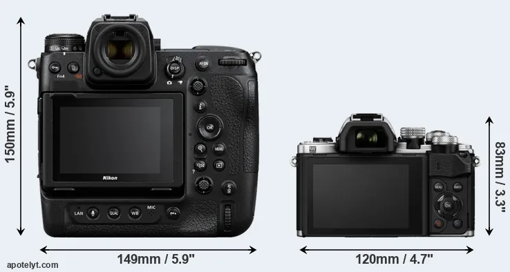 Comparison Z9 or E-M10 II rear
