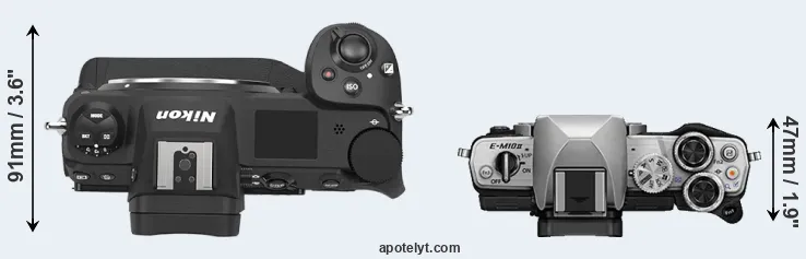 Compare Z9 versus E-M10 II top