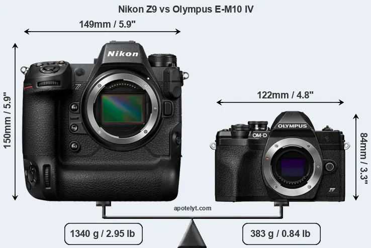 Size Nikon Z9 vs Olympus E-M10 IV