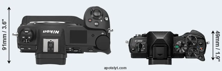 Compare Z9 versus E-M10 IV top