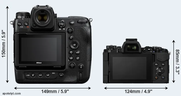 Comparison Z9 or E-M5 II rear