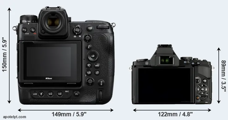 Comparison Z9 or E-M5 rear