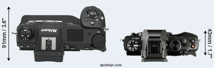 Compare Z9 versus E-M5 top