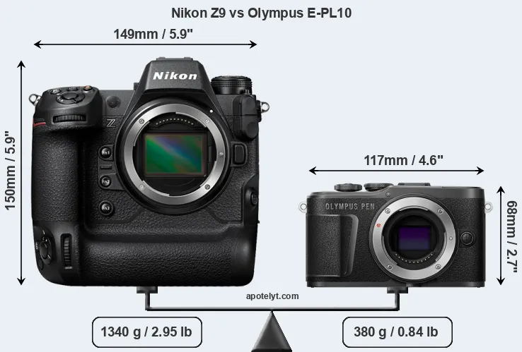 Size Nikon Z9 vs Olympus E-PL10