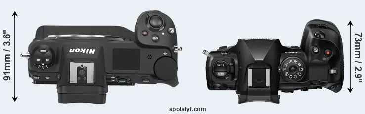Compare Z9 versus OM-1 top