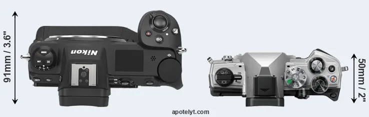 Compare Z9 versus OM-5 top