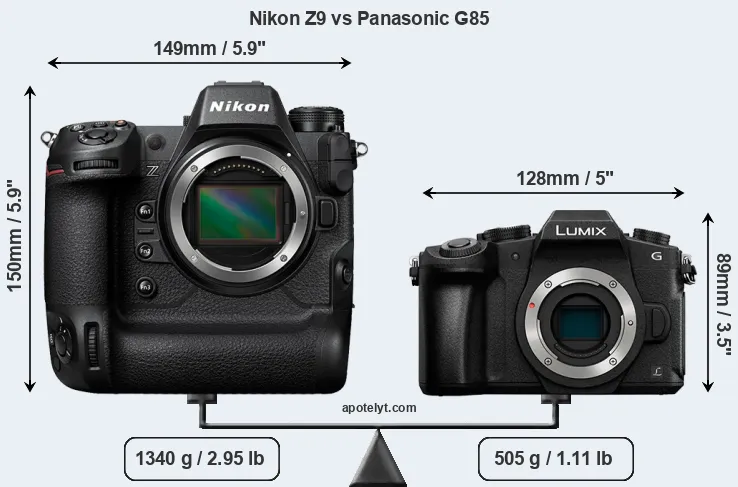 Size Nikon Z9 vs Panasonic G85