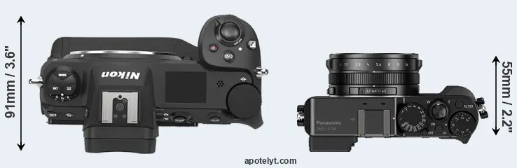 Compare Z9 versus LX100 top