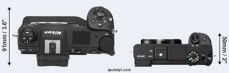 Compare Z9 versus A6400 top