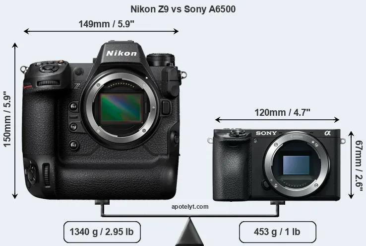 Size Nikon Z9 vs Sony A6500
