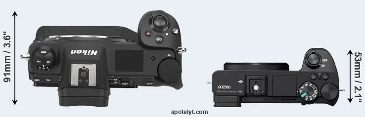 Compare Z9 versus A6500 top