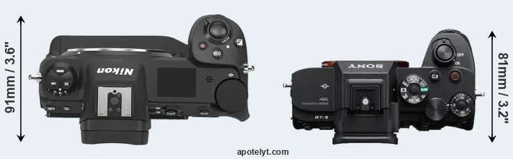 Compare Z9 versus A7S III top