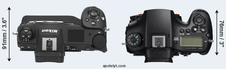 Compare Z9 versus A99 II top