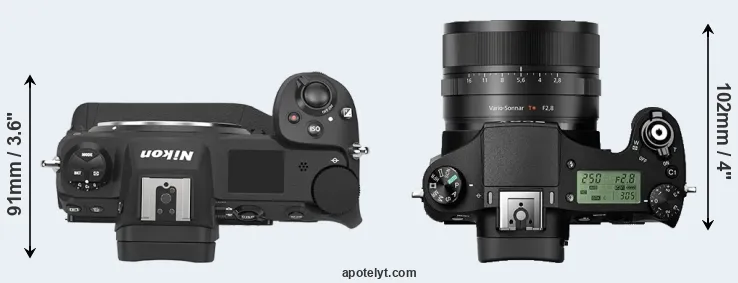 Compare Z9 versus RX10 II top