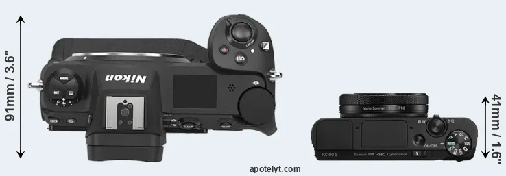 Compare Z9 versus RX100 V top