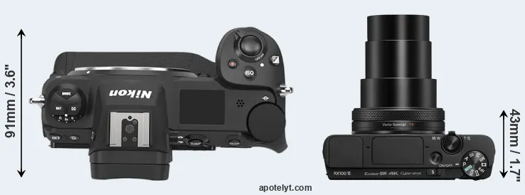 Compare Z9 versus RX100 VI top