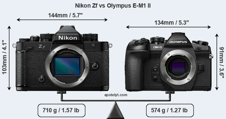 Size Nikon Zf vs Olympus E-M1 II